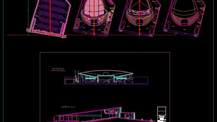 Auditorium Plans with Elevations and Sections Details CAD Template DWG