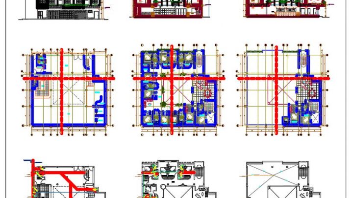Colonial Hotel Layout Plan and Elevations CAD Templates DWG