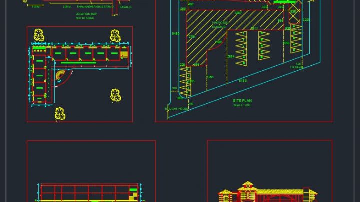 Elementary School Plans Elevation and Section Details CAD Template DWG
