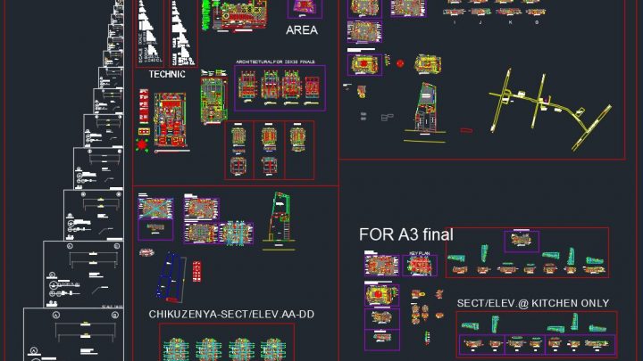 Japanese Restaurant Elevations and Sections Details CAD Templates DWG
