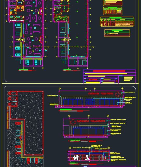 Pharmacy Design Plan and Elevation CAD Template DWG