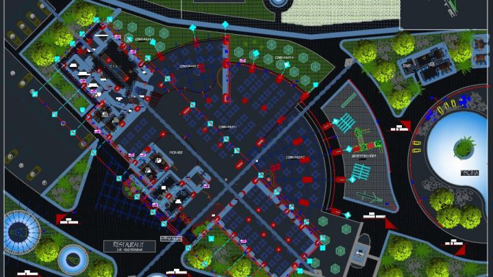 Restaurant Landscape Plan CAD Template DWG