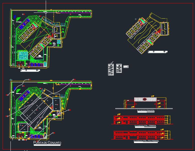 School Architecture Plan CAD Template DWG