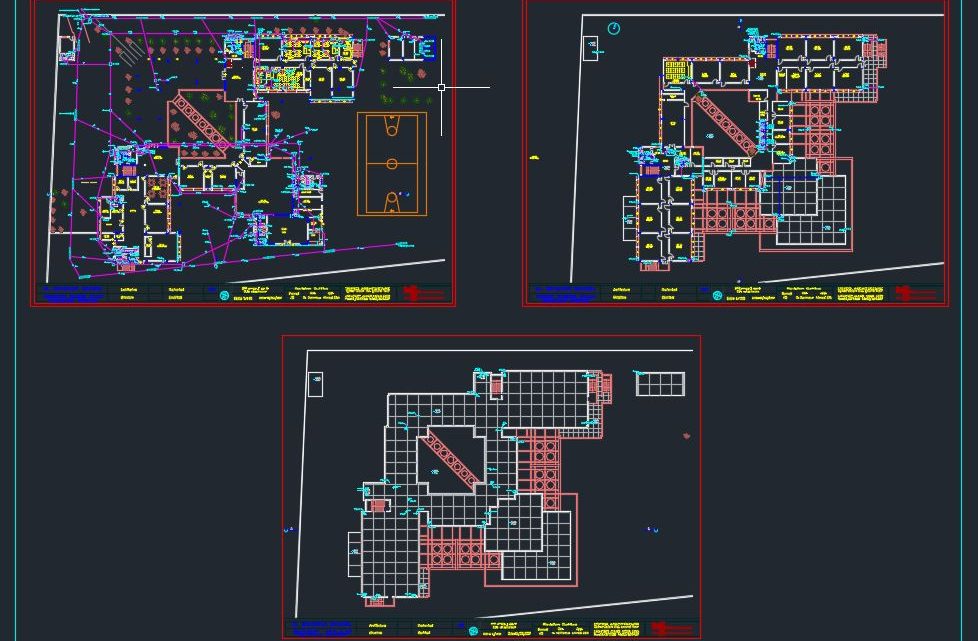 School Drainage Layout Plan CAD Template DWG