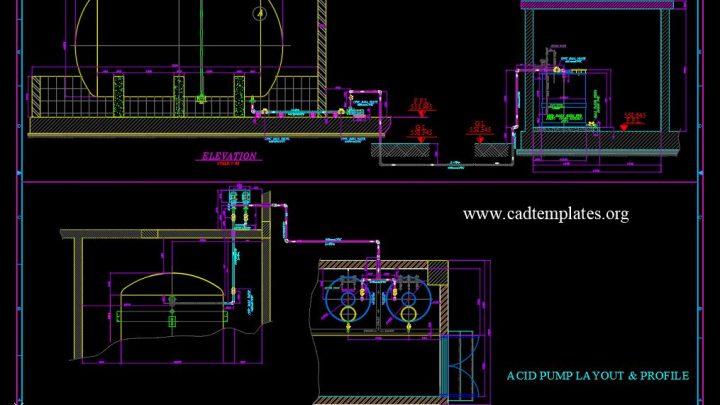 Acid Pump Layout and Profil Drawing CAD Template DWG