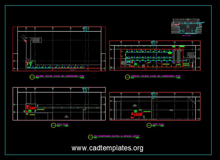 Air Conditioning Ducting and Machine Layout CAD Template DWG