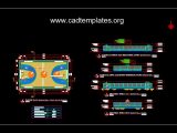 Basketball Court Layout Plan Elevation and Sections Autocad Template DWG
