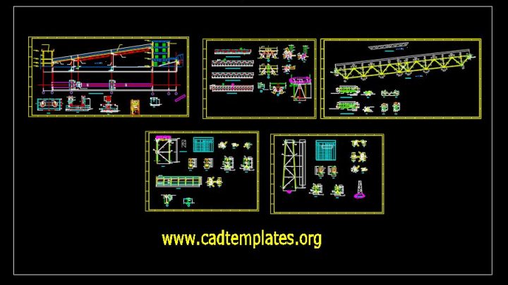Belt Conveyor Foundation and Steel Connection Details CAD Template DWG