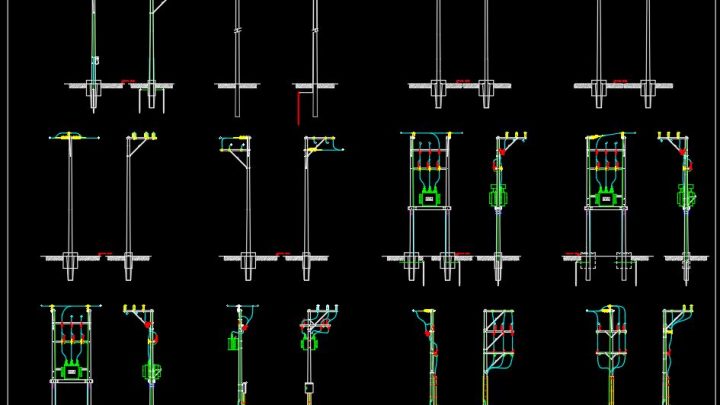 Electrical Poles Details CAD Templates DWG