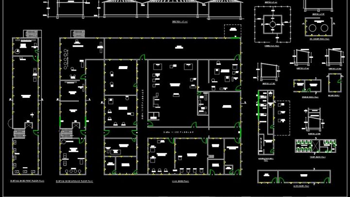 Factory Building Layout Plan and Elevation CAD Template DWG