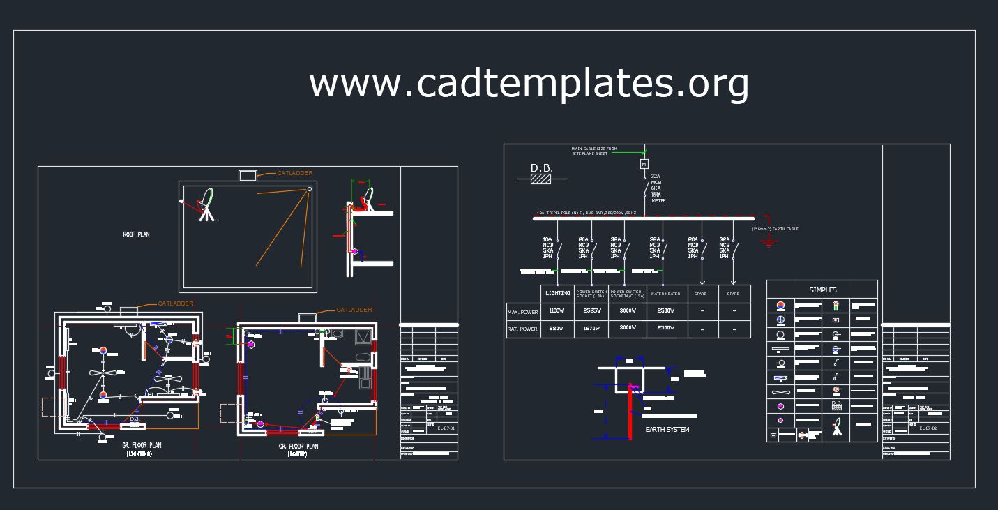 Guard Room Lighting and Power Plan  CAD Template  DWG CAD 