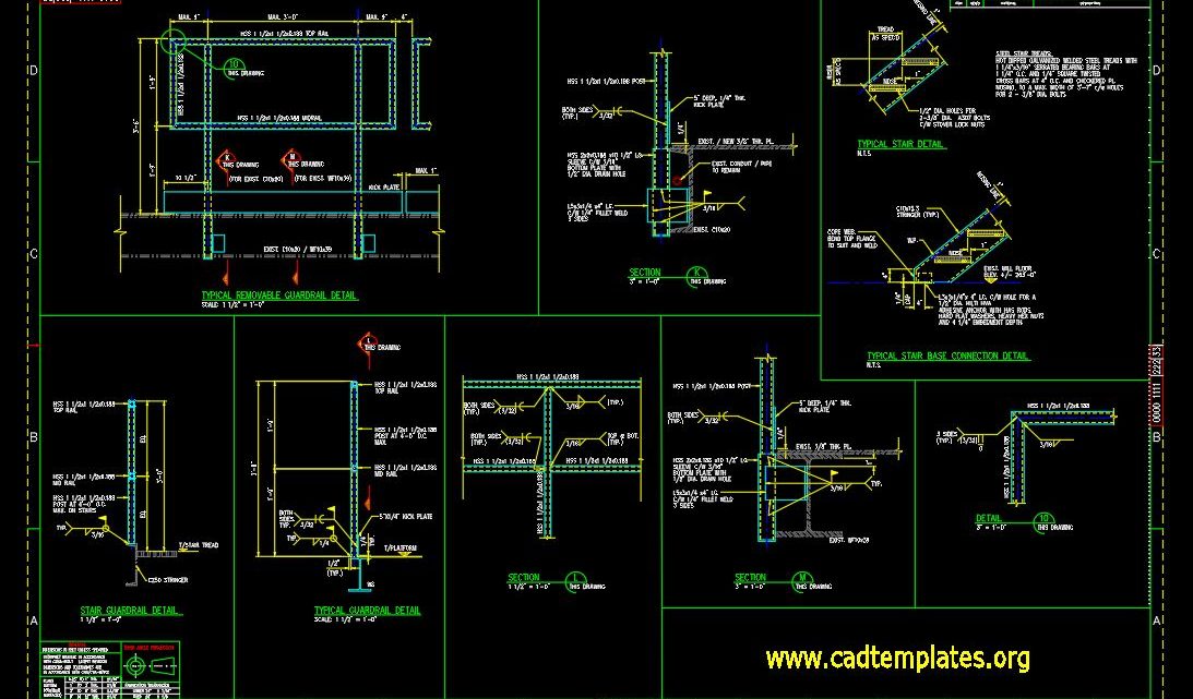 Guardrail Typical Section Details CAD Template DWG