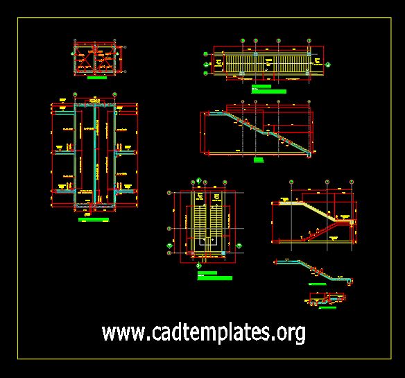 Lift and Staircase Elevation and Section Details CAD Template DWG