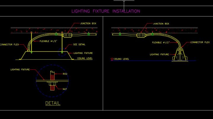 Lighting Fixture Installation Details CAD Template DWG