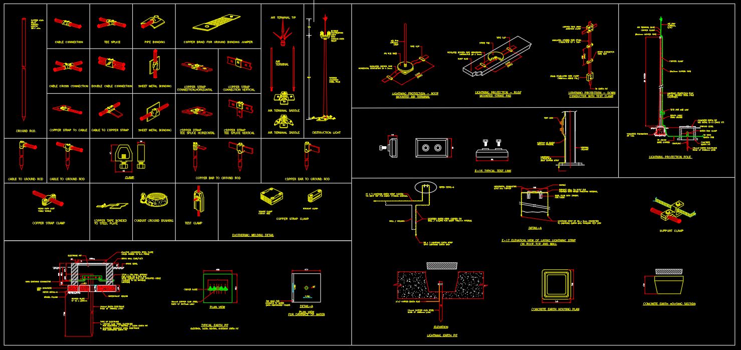 Lightning Rod Details CAD Templates DWG - CAD Templates