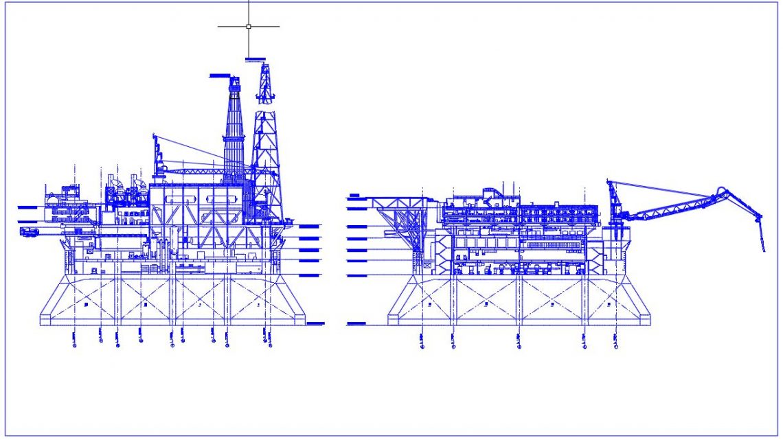 Oil Platform Elevation Plan CAD Template DWG