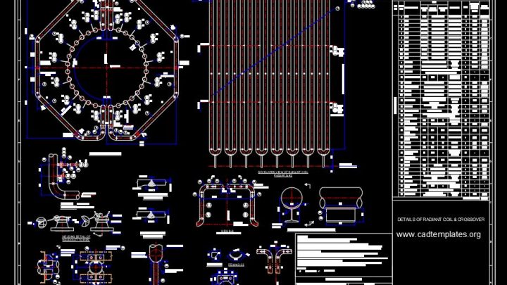 Radiant Coil and Crossover Details CAD Template DWG