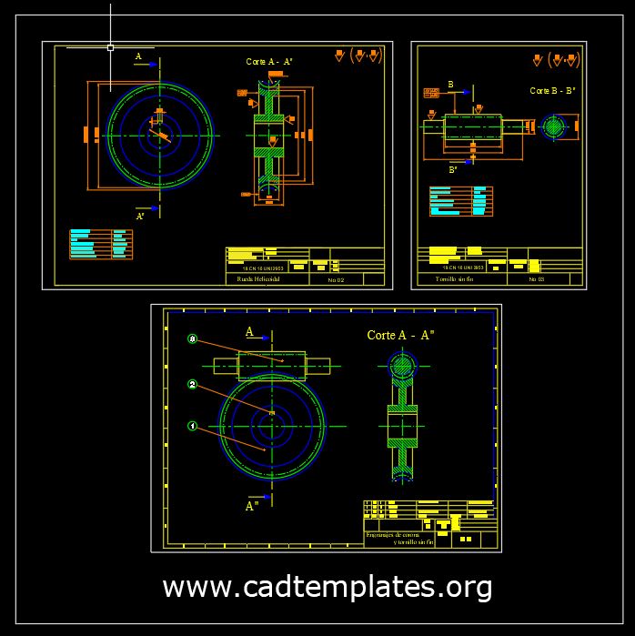 Screw Reducer Sections Details CAD Template DWG CAD Templates