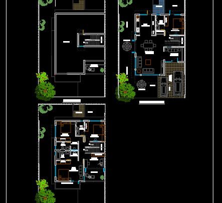 Small Villa Groud Floor Plan CAD Template DWG