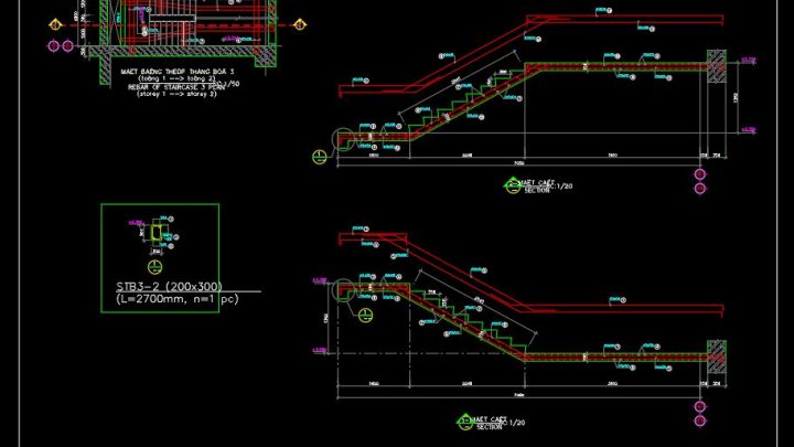 Staircase Reinforcement Concrete Details CAD Template DWG