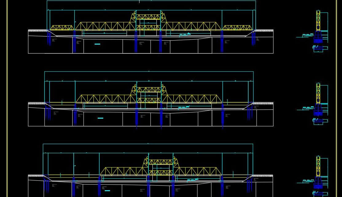 Steel Bridge Elevation and Sections CAD Template DWG