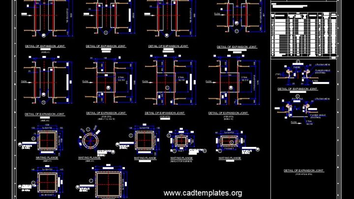 Steel Expansion Joints Sections Details CAD Template DWG