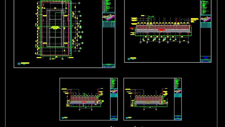 Tennis Court Layout Plan and Sections Details Autocad Template DWG