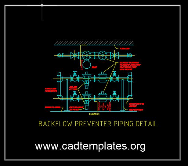 Backflow Preventer Piping Detail CAD Template DWG