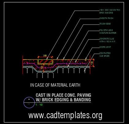 Cast in Place Concrete With Brick Band Details CAD Template DWG