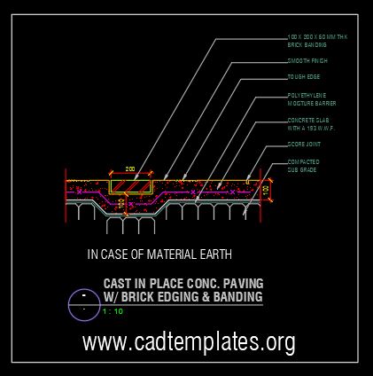 Cast in Place Concrete With Brick Band Details CAD Template DWG