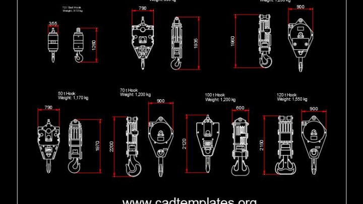 Crane Hook Sections Details CAD Template DWG