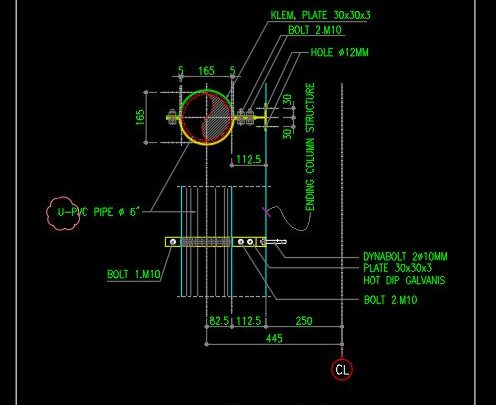 Downspout Section Detail CAD Template DWG