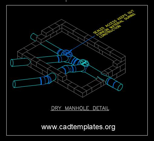 Dry Manhole Detail Isometric CAD Template DWG