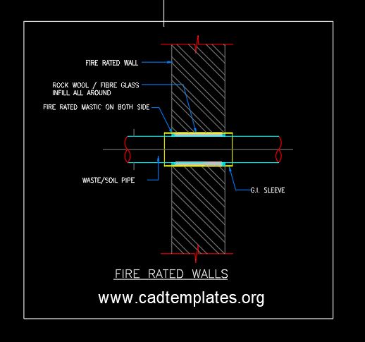 Fire Rated Walls Detail CAD Template DWG
