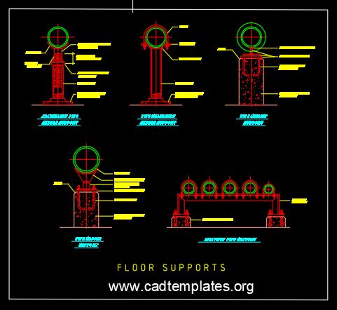 Floor Pipe Supports CAD Template DWG