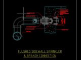 Flushed Sidewall Sprinkler and Branch Connection Detail CAD Template DWG