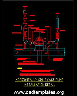 Horizontally Split Case Pump Installation Detail CAD Template DWG