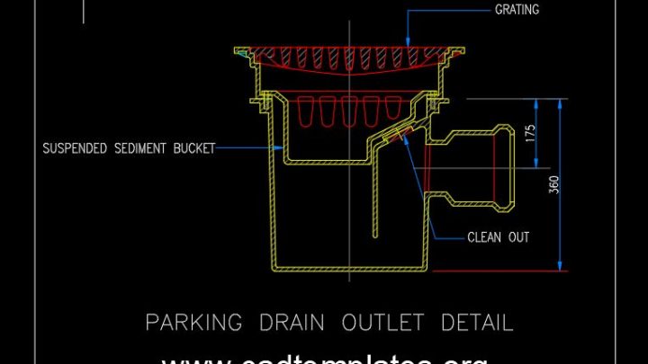 Parking Drain Outlet Detail CAD Template DWG