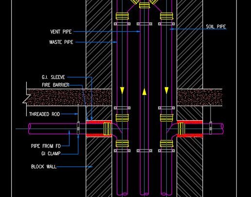 Pipe Connection to Riser Detail CAD Template DWG