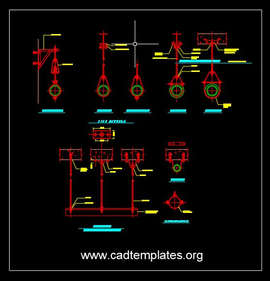 Pipe Hangers Sections Details CAD Template DWG