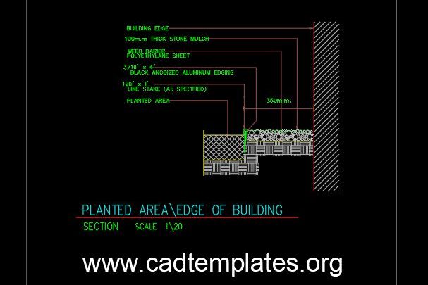 Planted Area Edge of Building Detail CAD Template DWG