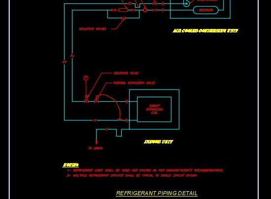 Refrigerant Piping Detail Split System CAD Template DWG