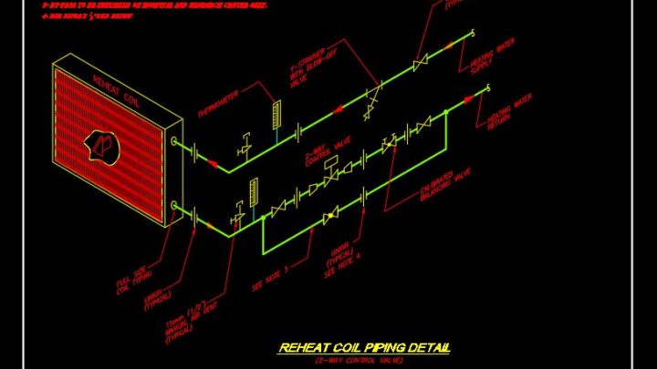 Reheat Coil Piping Detail CAD Template DWG