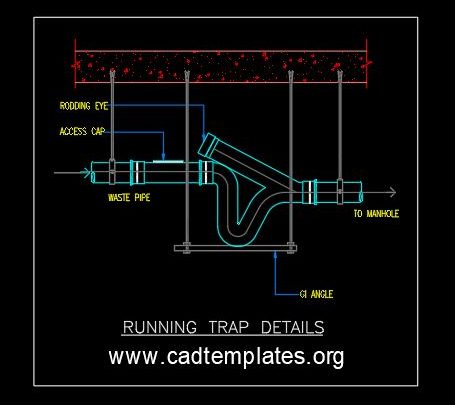 Running Trap Details CAD Template DWG