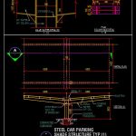 Steel Car Parking Shade Structure Details CAD Template DWG