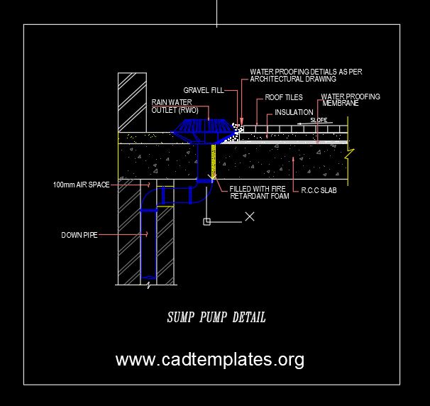 Sump Pump Section Detail Autocad Drawing