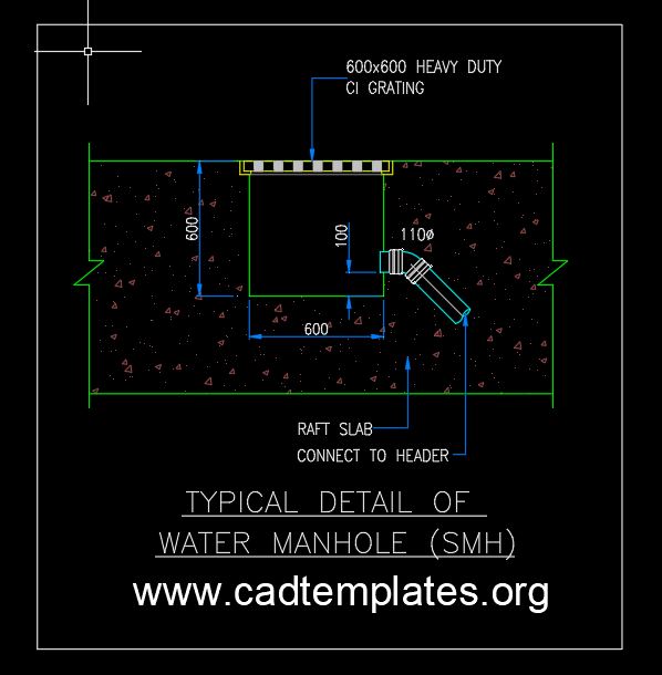 Typical Detail of Water Manhole SMH CAD Template DWG