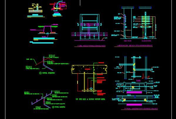 Typical Laboratory Service Valves Details CAD Template DWG