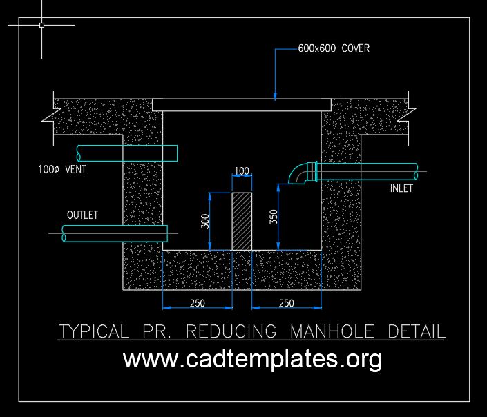 Typical PR Reducing Manhole Detail CAD Template DWG - CAD Templates