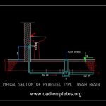 Typical Section of Pedestel Type Wash Basin CAD Template DWG